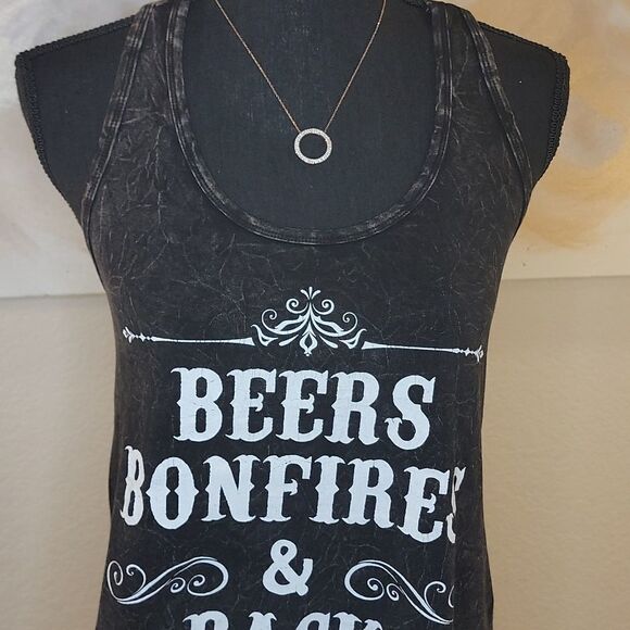 Black Racerback Tank Top "Beers Bonfires & Backroads" - Picture 11 of 13